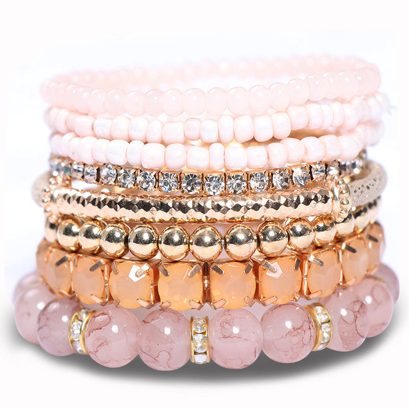 Wholesale Bohemian Glass Beads Layered Bracelet Set